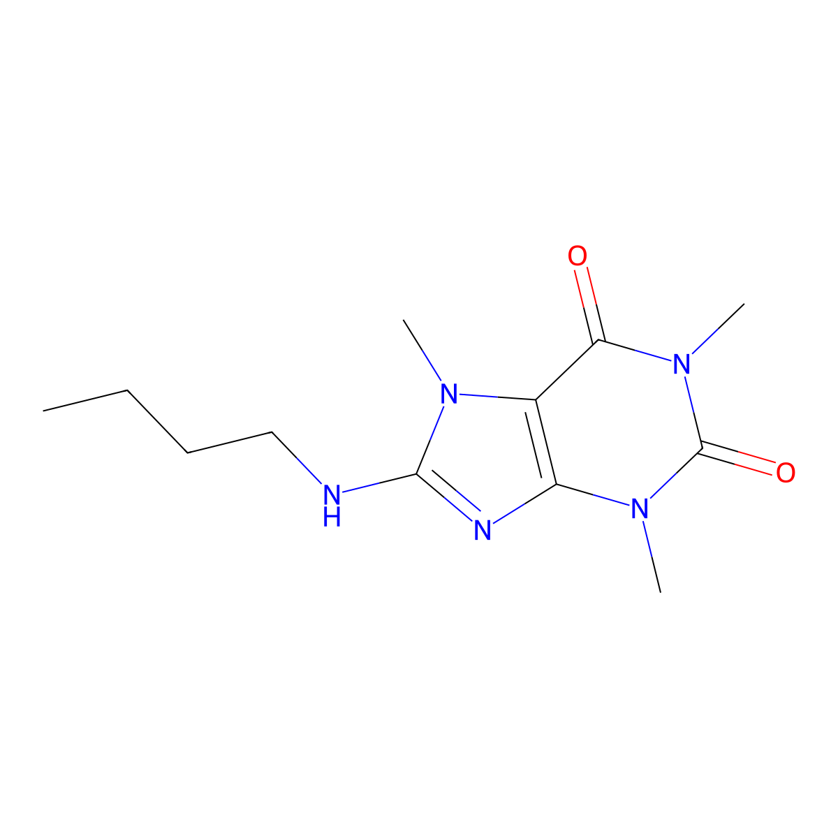 8-(Butylamino)-1,3,7-trimethyl-3,7-dihydro-1h-purine-2,6-dione molecular structure, CAS 6335-96-2
