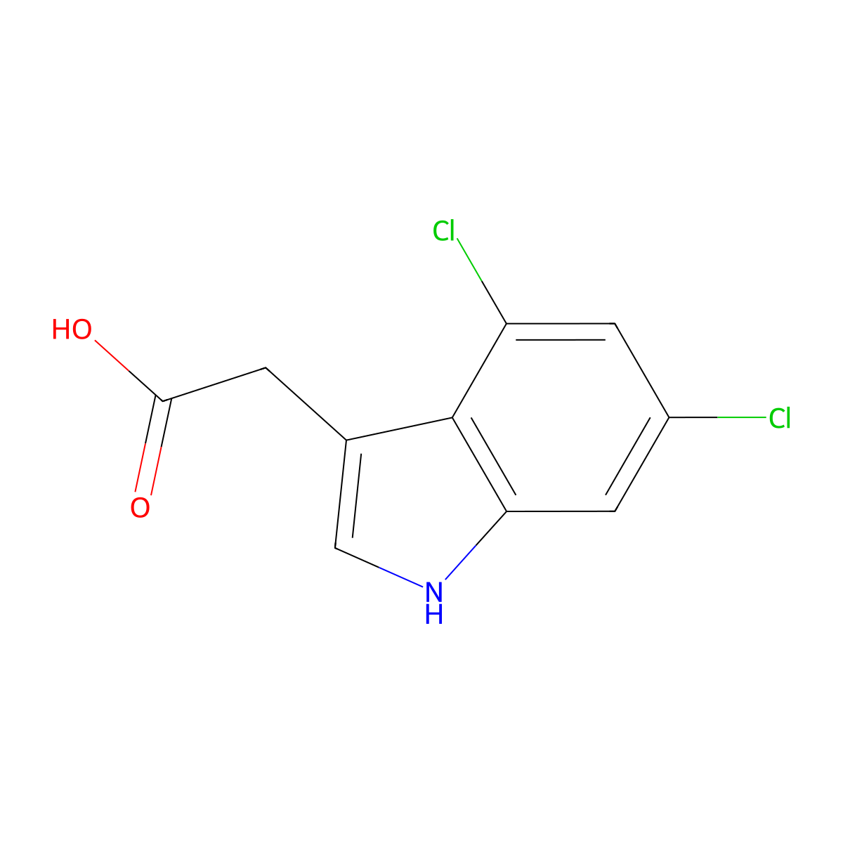 2-(4,6-dichloro-1H-indol-3-yl)acetic acid molecular structure, CAS 63352-95-4