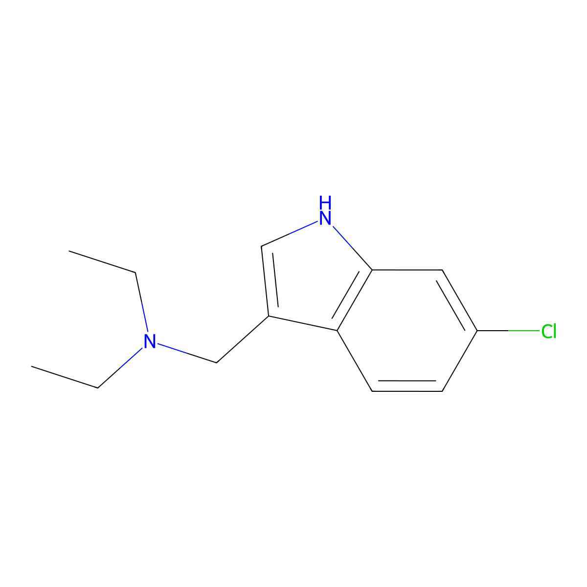 N-((6-Chloro-1H-indol-3-yl)methyl)-N-ethylethanamine molecular structure, CAS 63353-00-4
