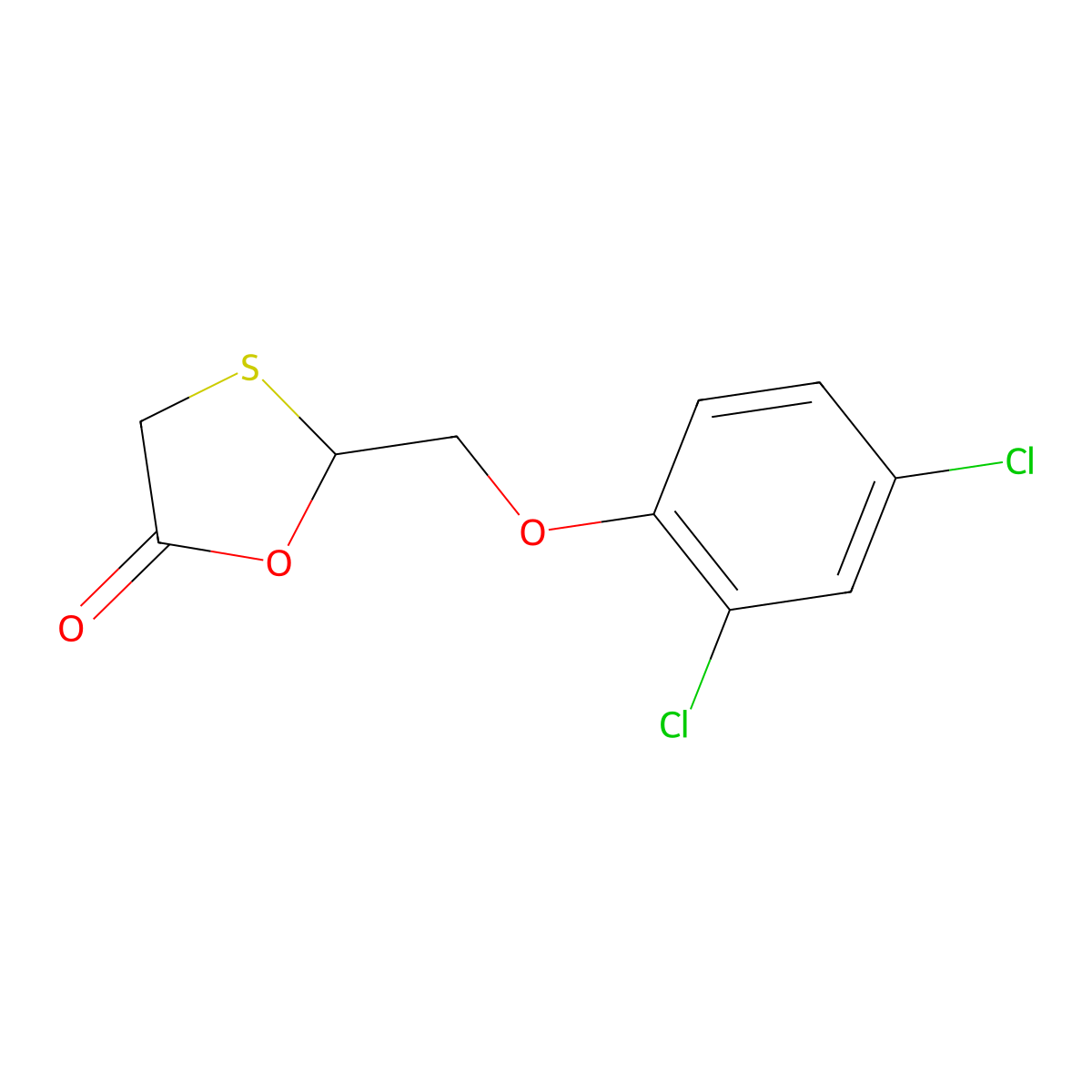 2-[(2,4-Dichlorophenoxy)methyl]-1,3-oxathiolan-5-one molecular structure, CAS 63354-05-2