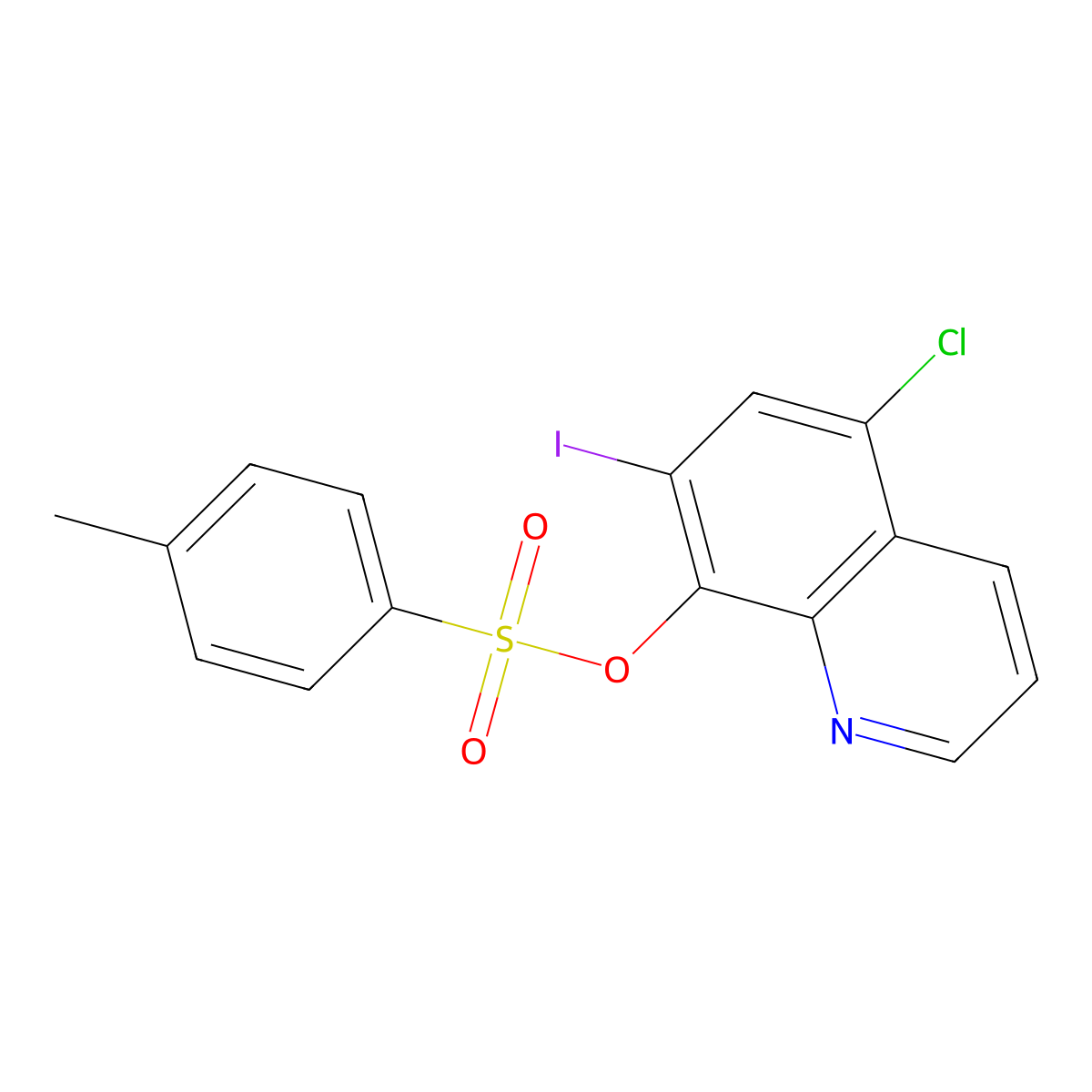 8-Quinolinol, 5-chloro-7-iodo-, 4-methylbenzenesulfonate (ester) molecular structure, CAS 63361-49-9