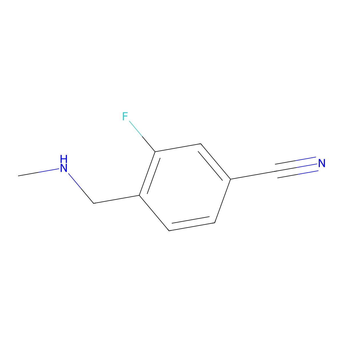 3-Fluoro-4-[(methylamino)methyl]benzonitrile molecular structure, CAS 633698-43-8