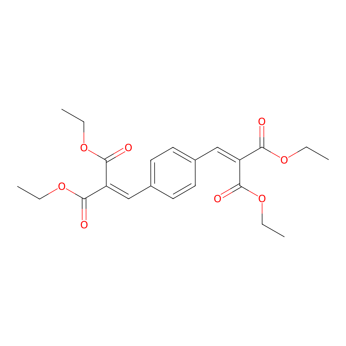 Propanedioic acid, 2,2'-(1,4-phenylenedimethylidyne)bis-, 1,1',3,3'-tetraethyl ester molecular structure, CAS 6337-43-5