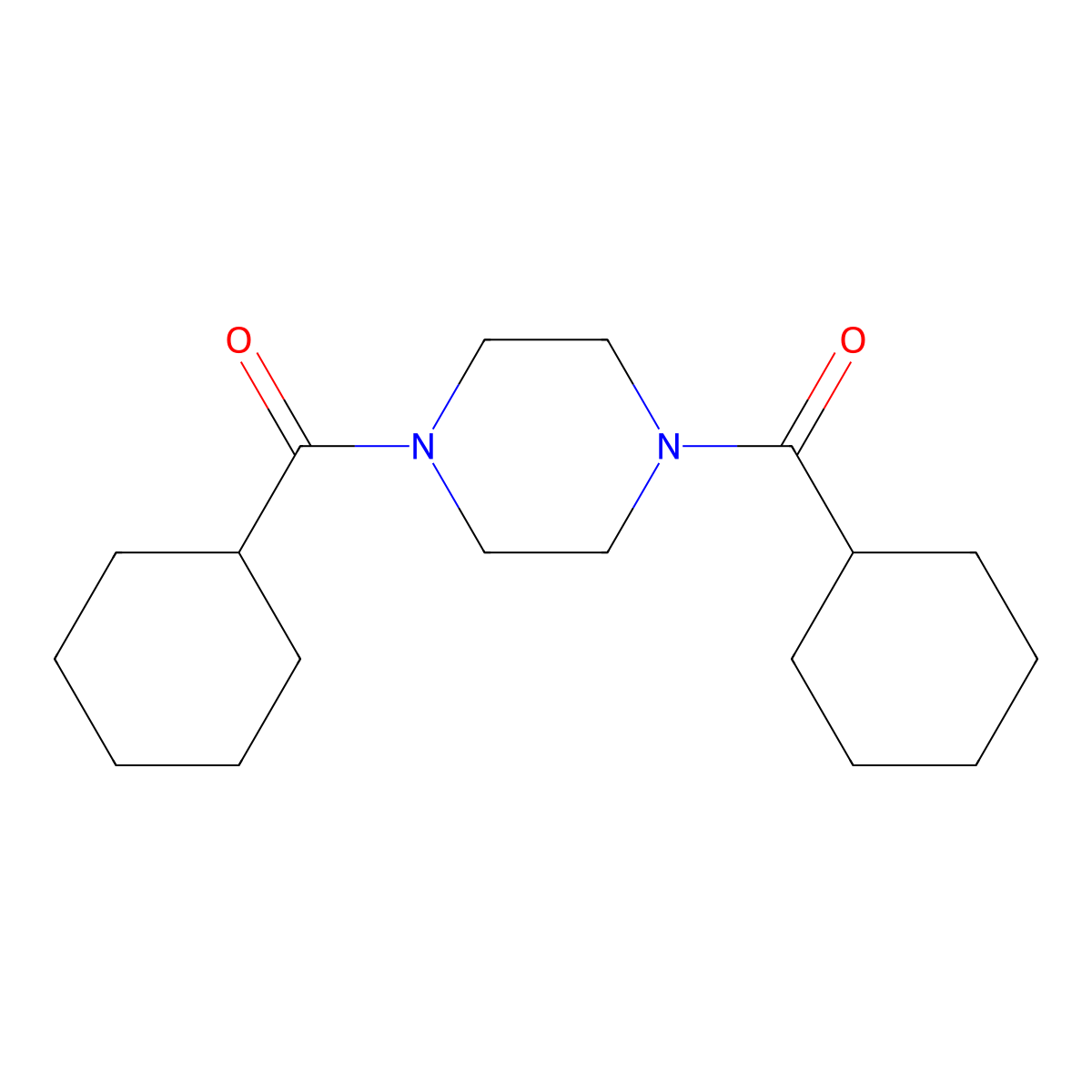Cyclohexyl[4-(cyclohexylcarbonyl)piperazino]methanone molecular structure, CAS 6337-93-5