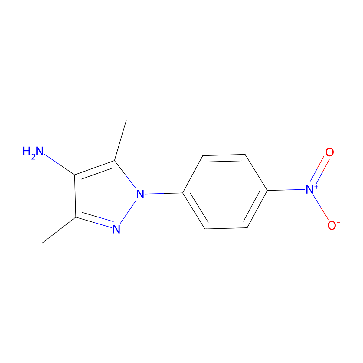 3,5-dimethyl-1-(4-nitrophenyl)-1H-pyrazol-4-amine molecular structure, CAS 63377-57-1