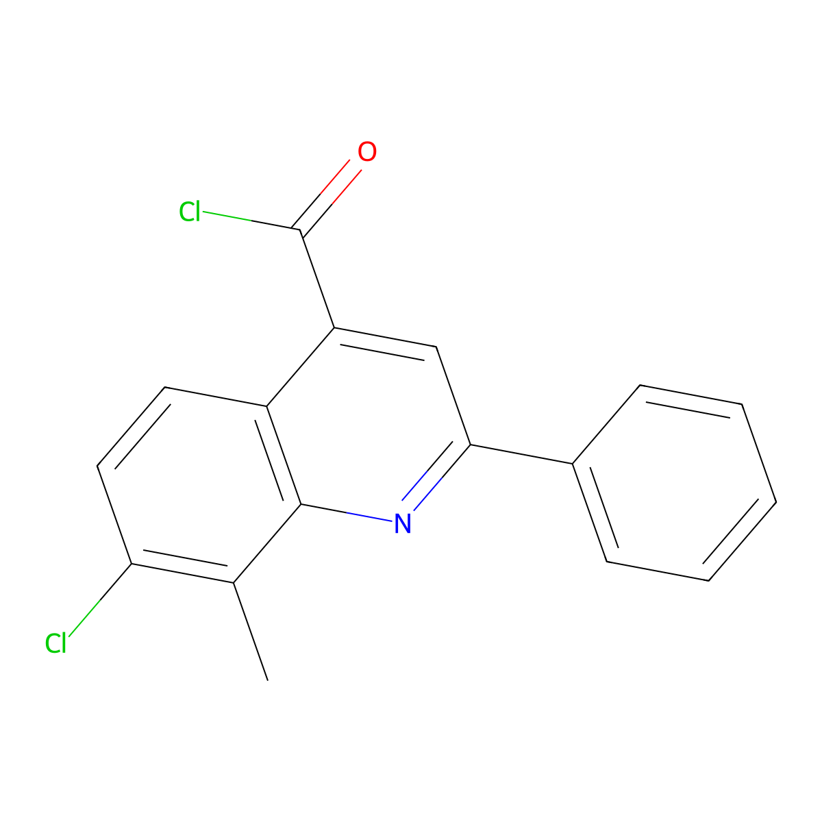 7-Chloro-8-methyl-2-phenylquinoline-4-carbonyl chloride molecular structure, CAS 6338-22-3