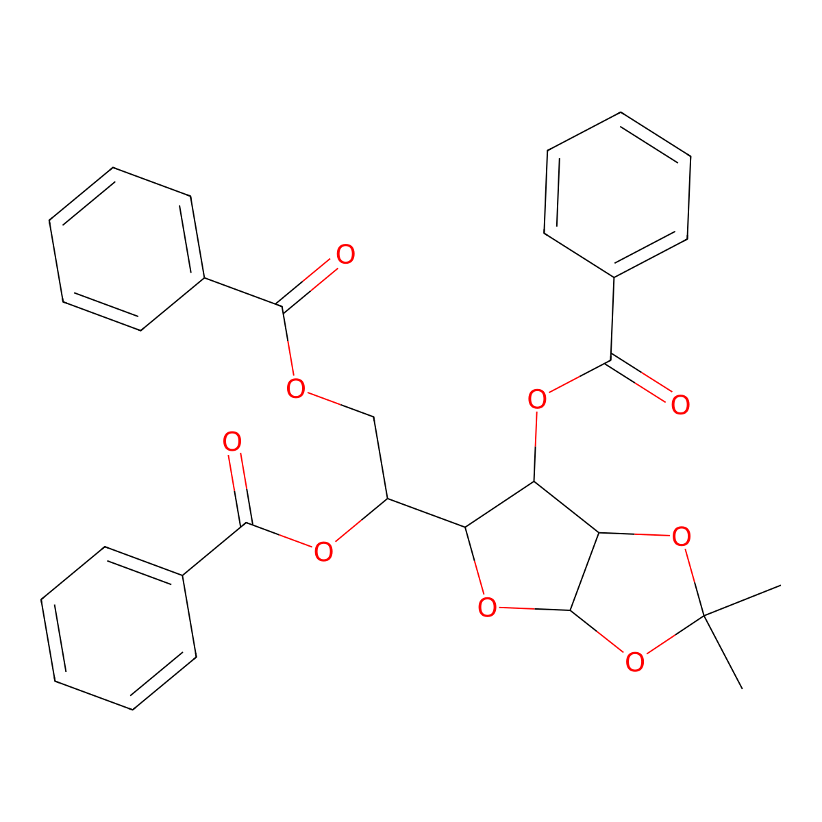1,2-O-Isopropylidene-3,5,6-tri-O-benzoyl-alpha-D-glucofuranose molecular structure, CAS 6339-03-3