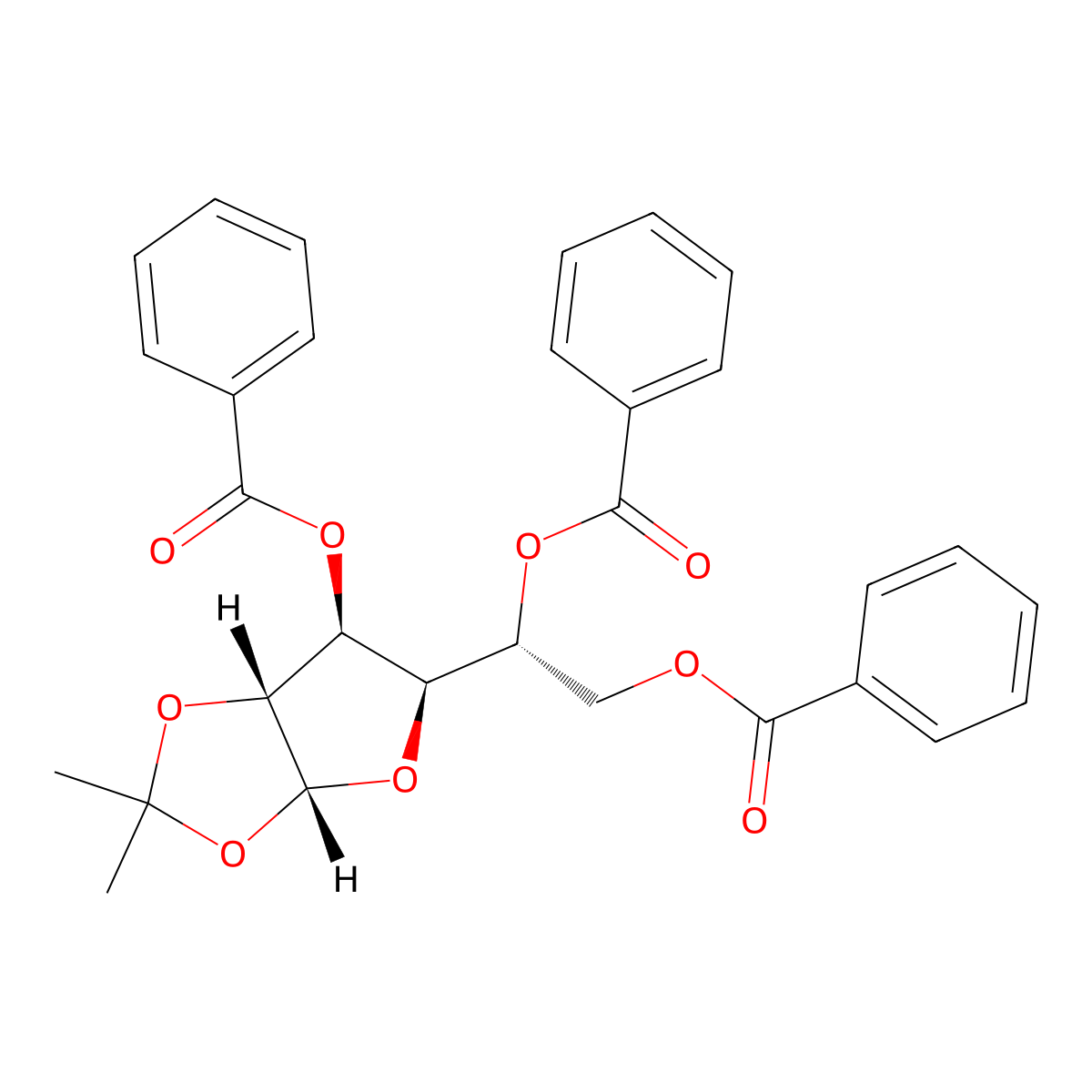 1,2-O-Isopropylidene-3,5,6-tri-O-benzoyl-alpha-D-glucofuranose molecular structure, CAS 6339-03-3
