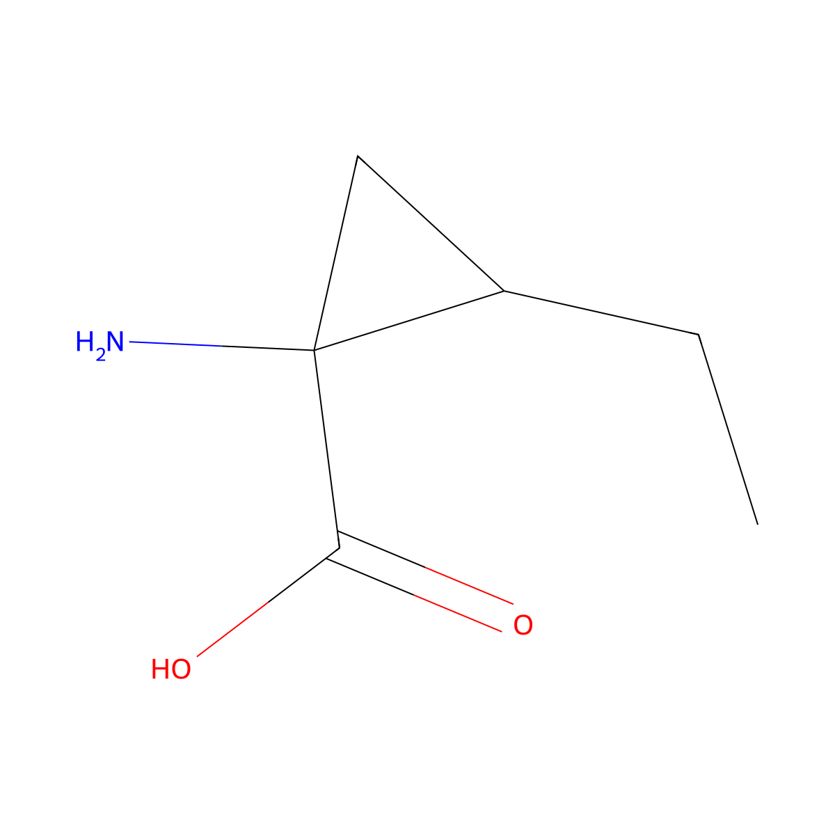 (1S,2S)-1-amino-2-ethylcyclopropanecarboxylic acid molecular structure, CAS 63393-56-6