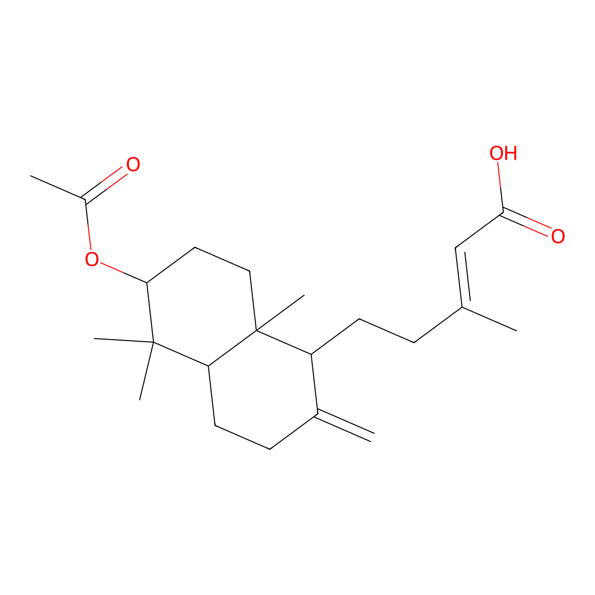5-(6-acetyloxy-5,5,8a-trimethyl-2-methylidene-3,4,4a,6,7,8-hexahydro-1H-naphthalen-1-yl)-3-methylpent-2-enoic acid molecular structure, CAS 63399-37-1