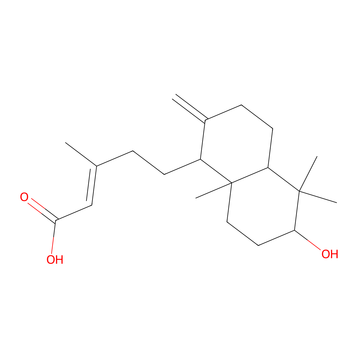 5-(6-hydroxy-5,5,8a-trimethyl-2-methylidene-3,4,4a,6,7,8-hexahydro-1H-naphthalen-1-yl)-3-methylpent-2-enoic acid molecular structure, CAS 63399-38-2