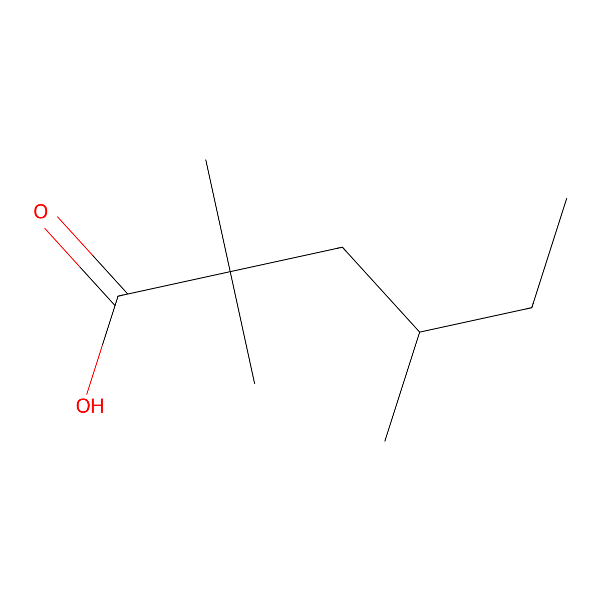 2,2,4-Trimethylhexanoic acid molecular structure, CAS 63399-63-3