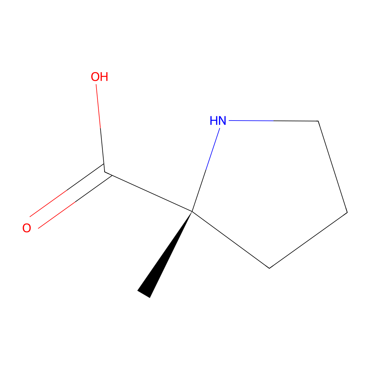 (2R)-2-methylpyrrolidine-2-carboxylic acid molecular structure, CAS 63399-77-9