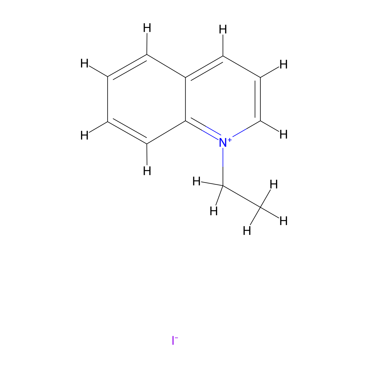 Quinolinium, 1-ethyl-, iodide (1:1) molecular structure, CAS 634-35-5