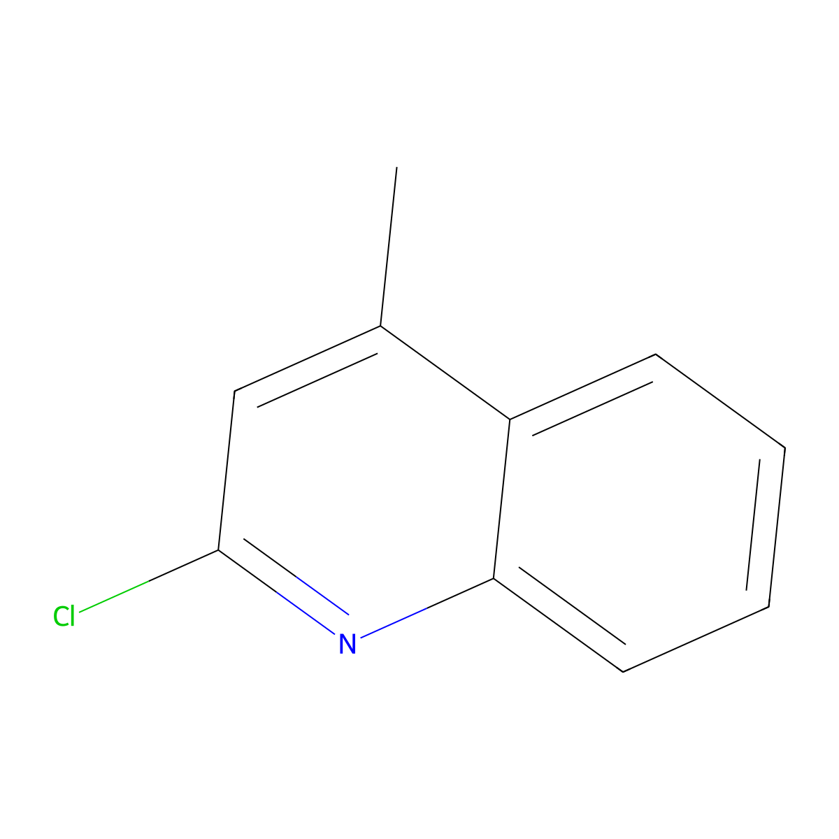 2-Chloro-4-methylquinoline molecular structure, CAS 634-47-9