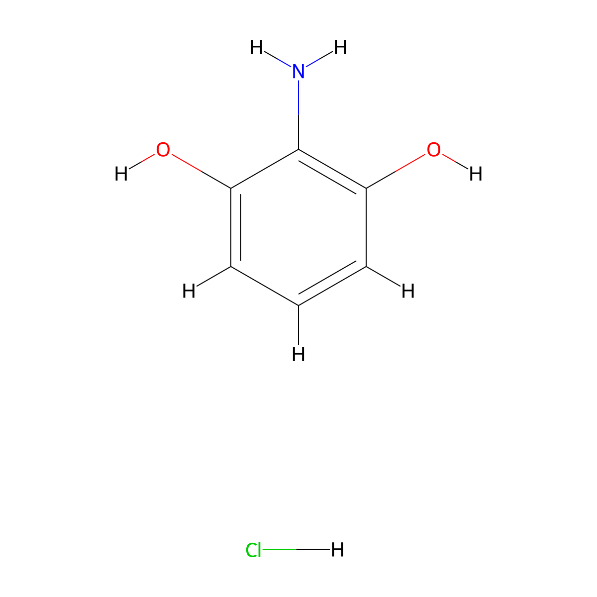 1,3-Benzenediol, 2-amino-, hydrochloride (1:1) molecular structure, CAS 634-60-6