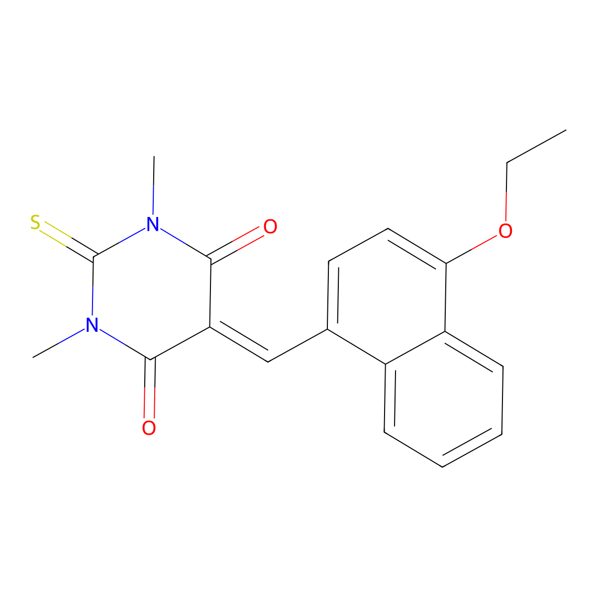 5-[(4-Ethoxynaphthalen-1-yl)methylidene]-1,3-dimethyl-2-sulfanylidene-1,3-diazinane-4,6-dione molecular structure, CAS 6340-01-8