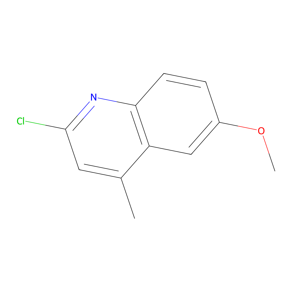 2-Chloro-6-methoxy-4-methylquinoline molecular structure, CAS 6340-55-2