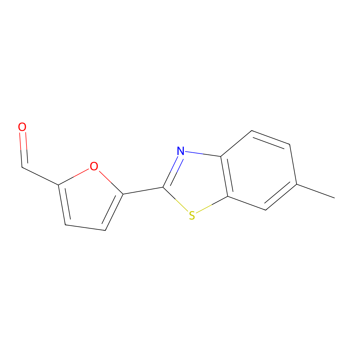 5-(6-Methyl-1,3-benzothiazol-2-yl)furan-2-carbaldehyde molecular structure, CAS 63400-69-1
