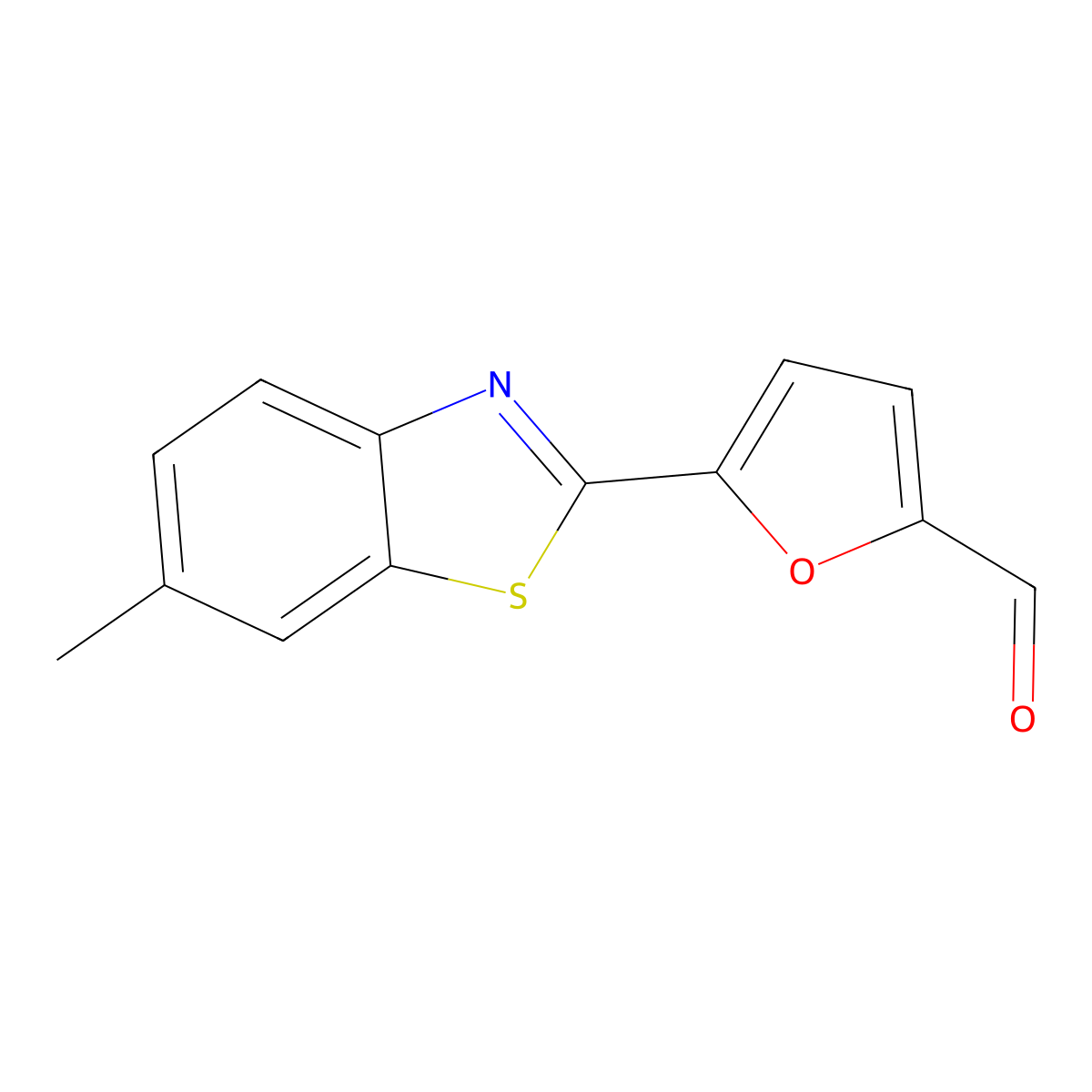 5-(6-Methyl-1,3-benzothiazol-2-yl)furan-2-carbaldehyde molecular structure, CAS 63400-69-1