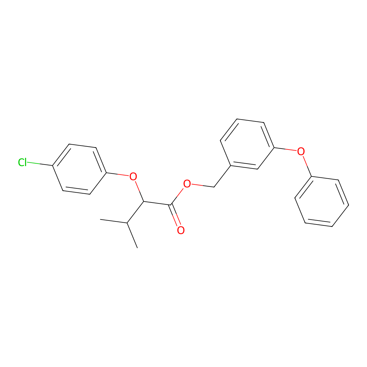 (3-Phenoxyphenyl)methyl 2-(4-chlorophenoxy)-3-methylbutanoate molecular structure, CAS 63402-73-3
