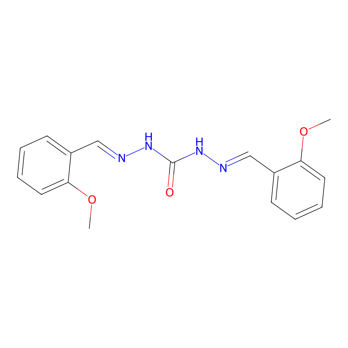 2,2a(2)-Bis[(2-methoxyphenyl)methylene]carbonic dihydrazide molecular structure, CAS 6341-77-1