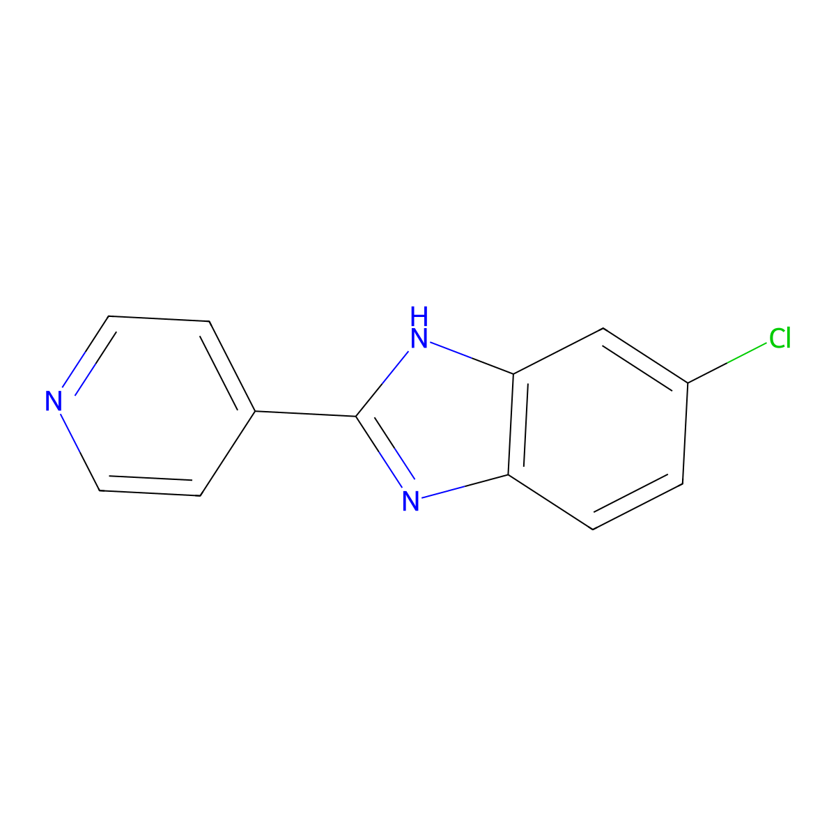 6-chloro-2-(4-pyridinyl)-1H-Benzimidazole molecular structure, CAS 63411-76-7