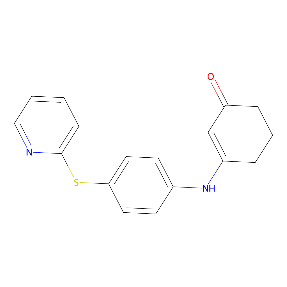 3-{[4-(Pyridin-2-ylsulfanyl)phenyl]amino}cyclohex-2-en-1-one molecular structure, CAS 634155-00-3