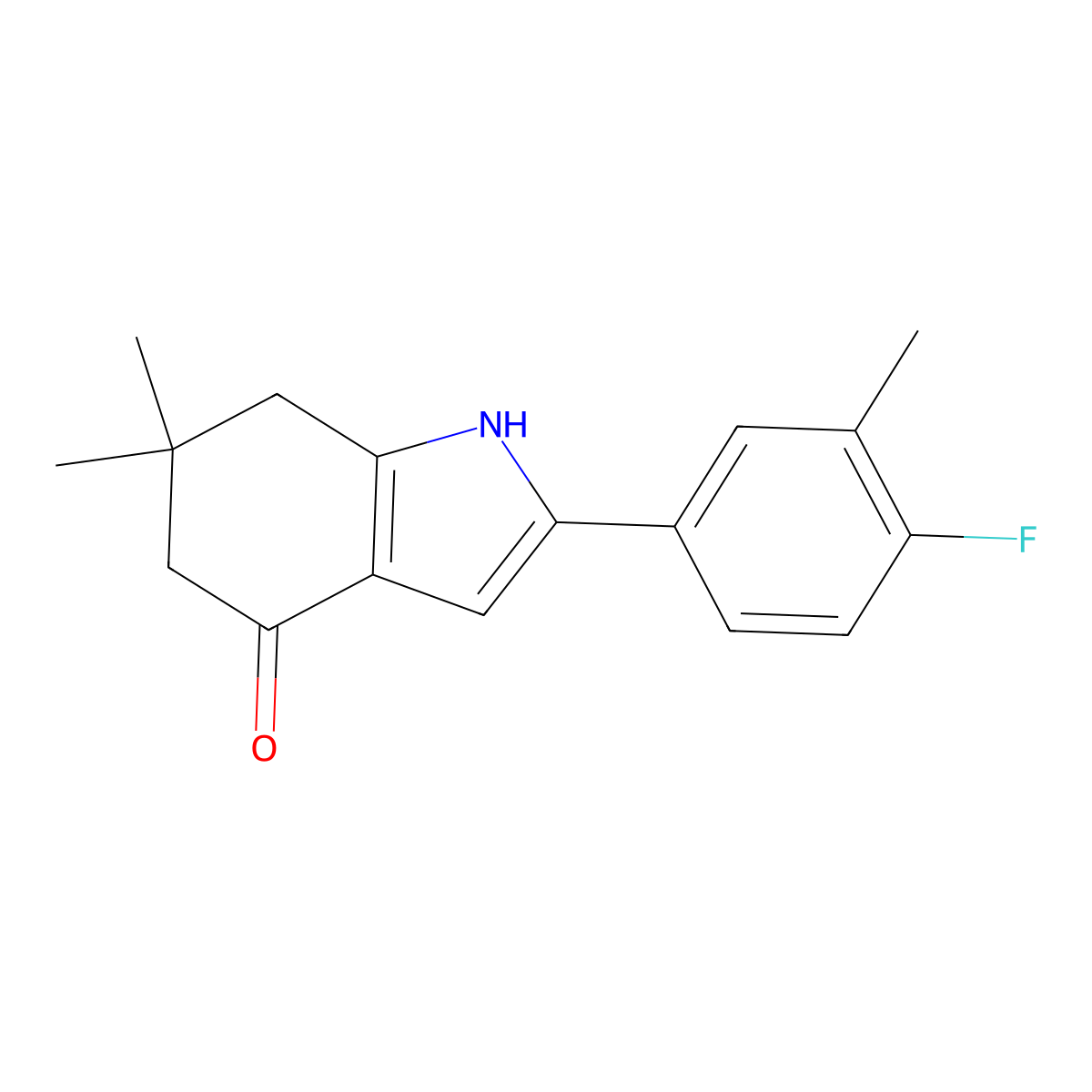 2-(4-fluoro-3-methylphenyl)-6,6-dimethyl-5,7-dihydro-1H-indol-4-one molecular structure, CAS 634155-02-5