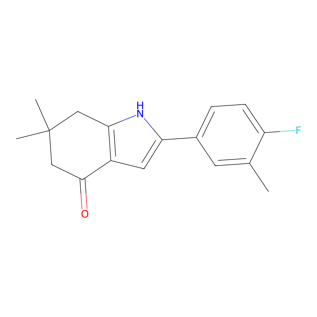 2-(4-fluoro-3-methylphenyl)-6,6-dimethyl-5,7-dihydro-1H-indol-4-one molecular structure, CAS 634155-02-5