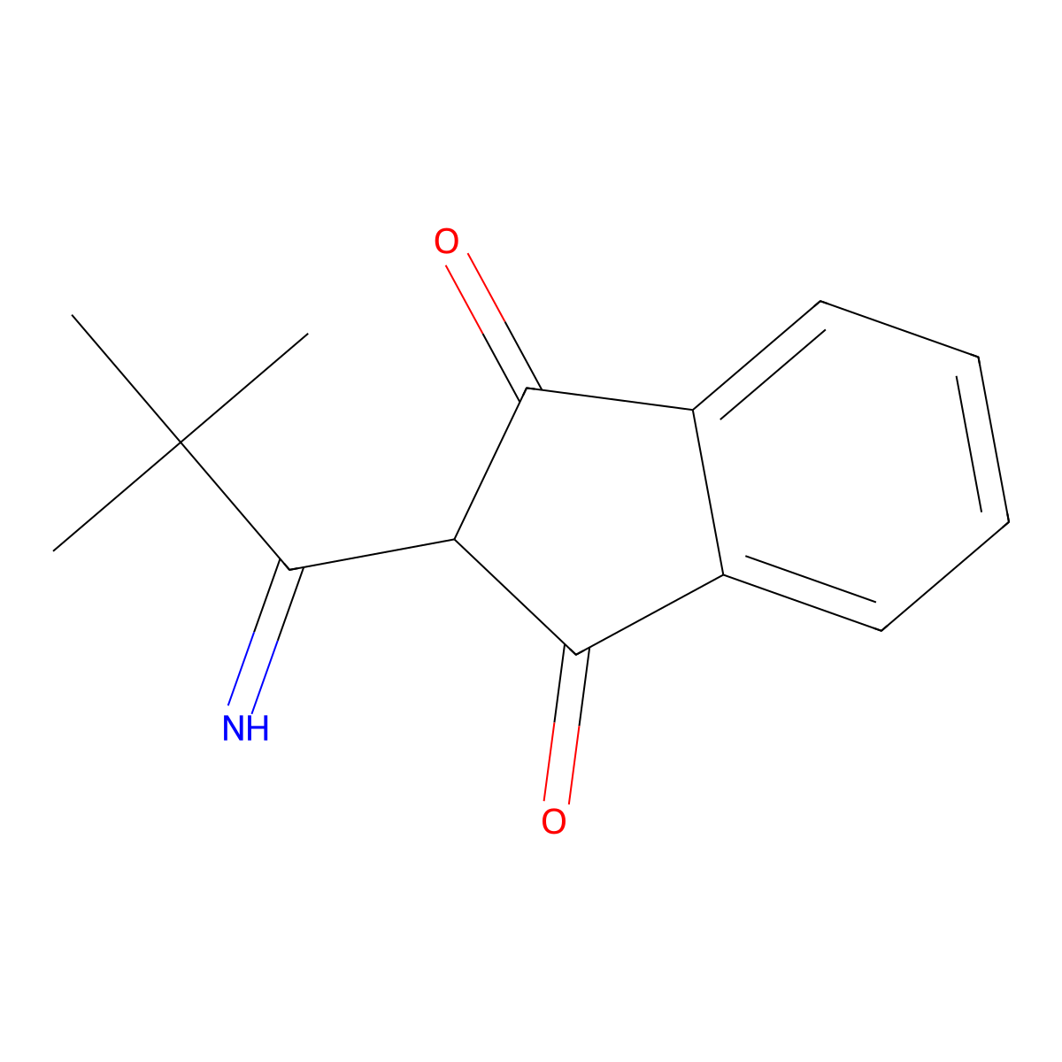 2-(2,2-dimethylpropanimidoyl)-2,3-dihydro-1H-indene-1,3-dione molecular structure, CAS 634155-04-7
