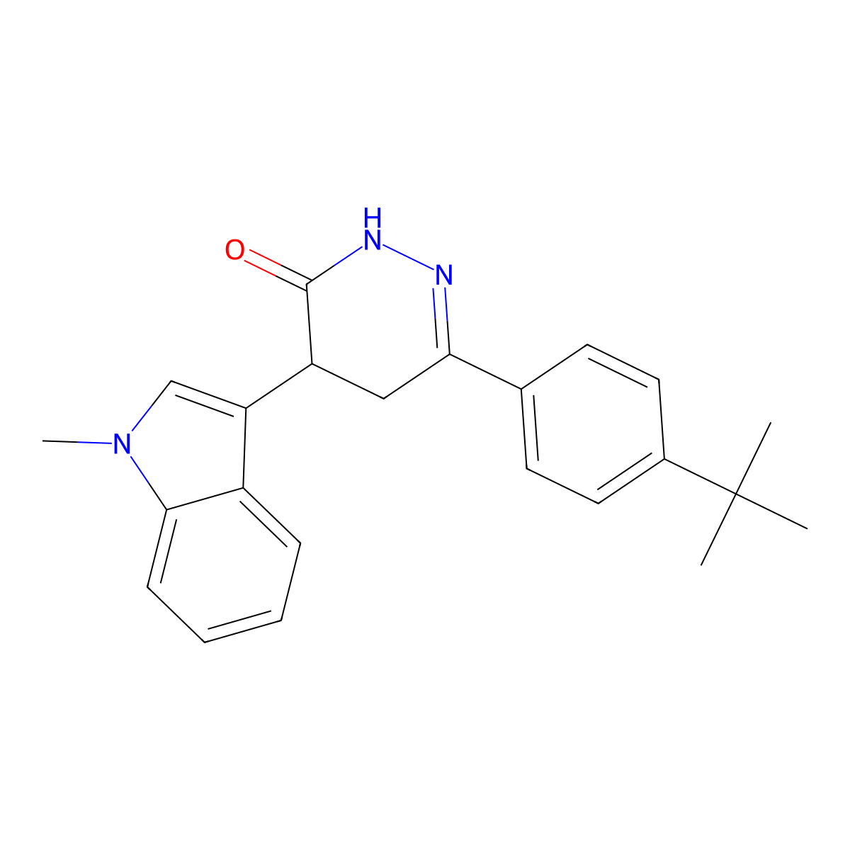 6-(4-tert-butylphenyl)-4-(1-methyl-1H-indol-3-yl)-2,3,4,5-tetrahydropyridazin-3-one molecular structure, CAS 634155-10-5
