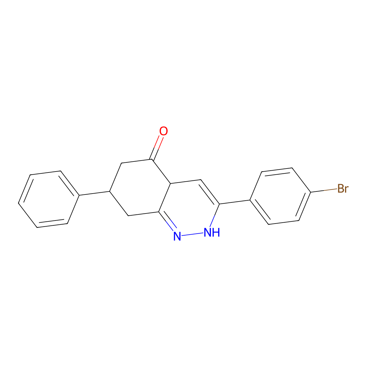 3-(4-bromophenyl)-7-phenyl-4a,6,7,8-tetrahydro-2H-cinnolin-5-one molecular structure, CAS 634155-12-7