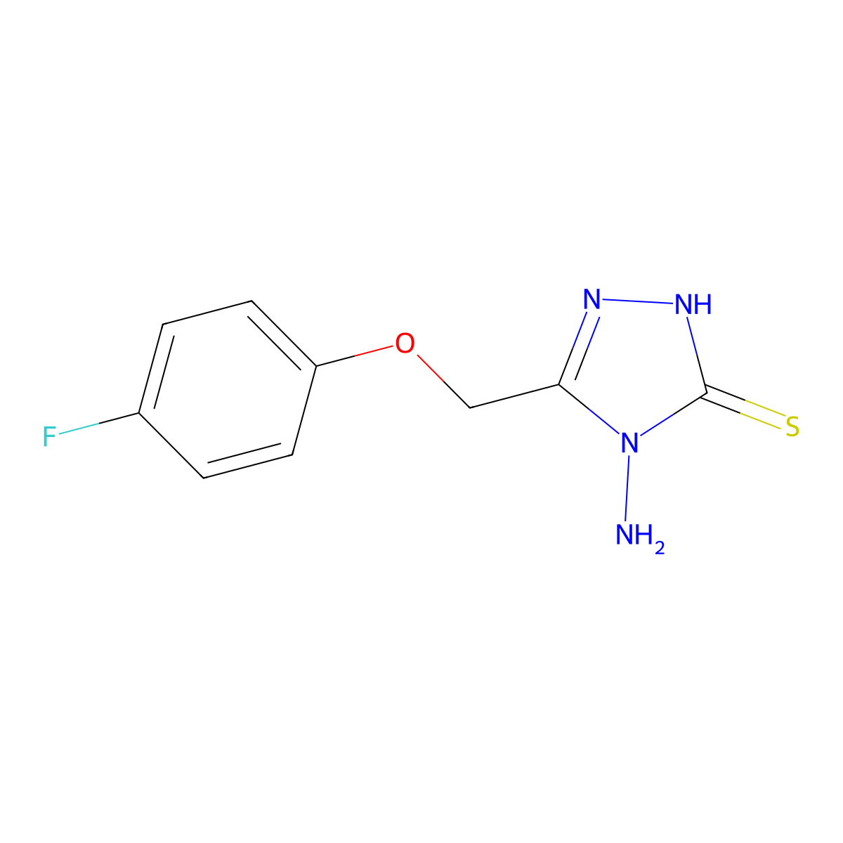 4-amino-5-[(4-fluorophenoxy)methyl]-4H-1,2,4-triazole-3-thiol molecular structure, CAS 634157-05-4