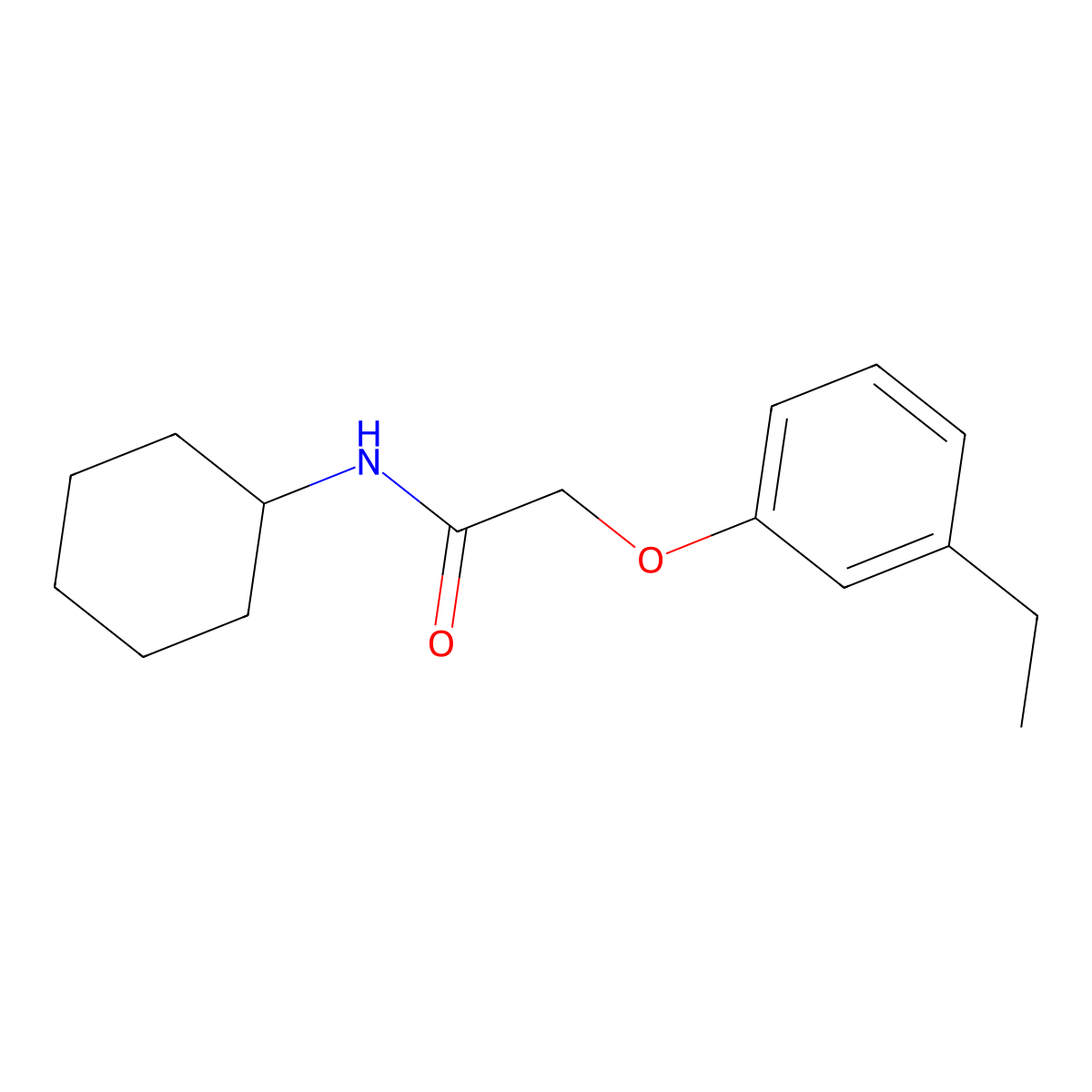 N-cyclohexyl-2-(3-ethylphenoxy)acetamide molecular structure, CAS 634161-58-3