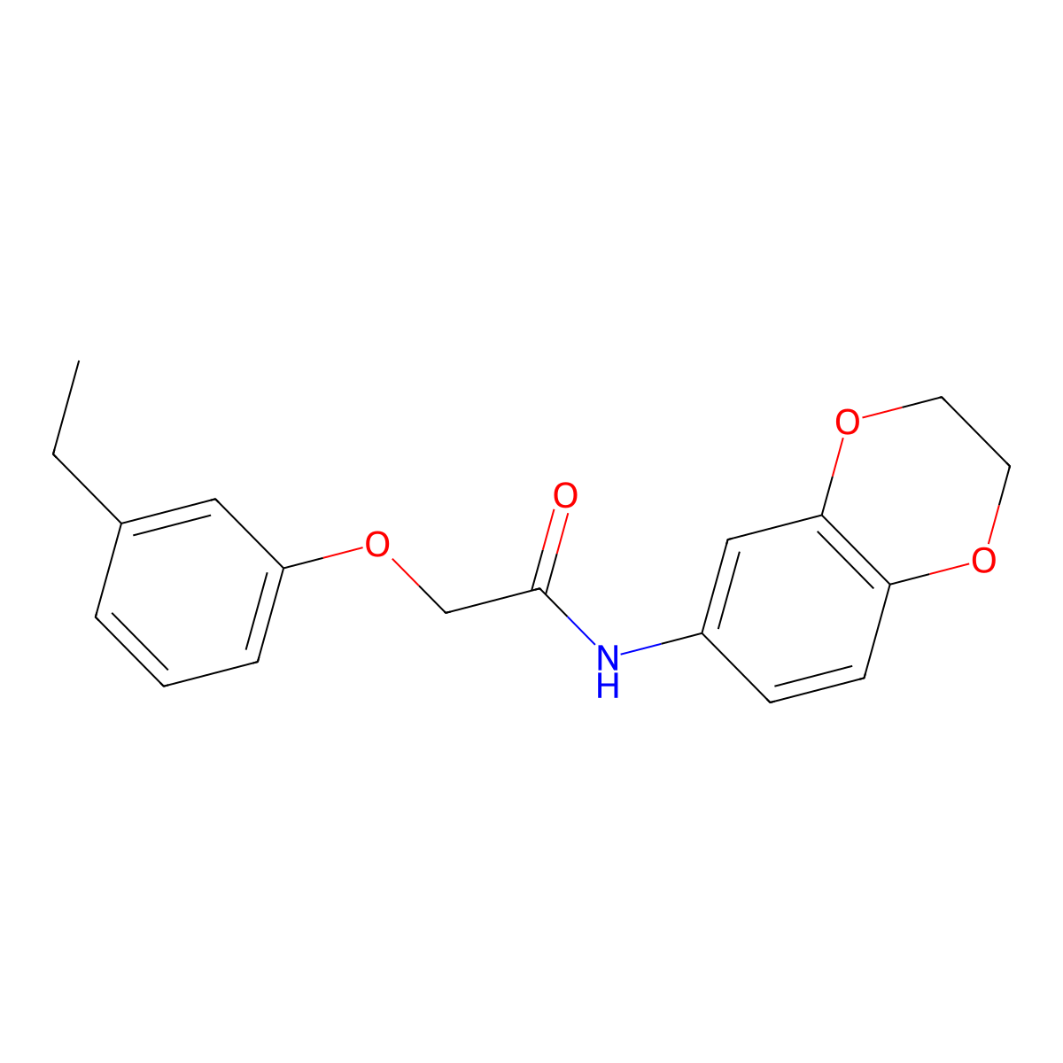 N-(2,3-dihydro-1,4-benzodioxin-6-yl)-2-(3-ethylphenoxy)acetamide molecular structure, CAS 634161-65-2