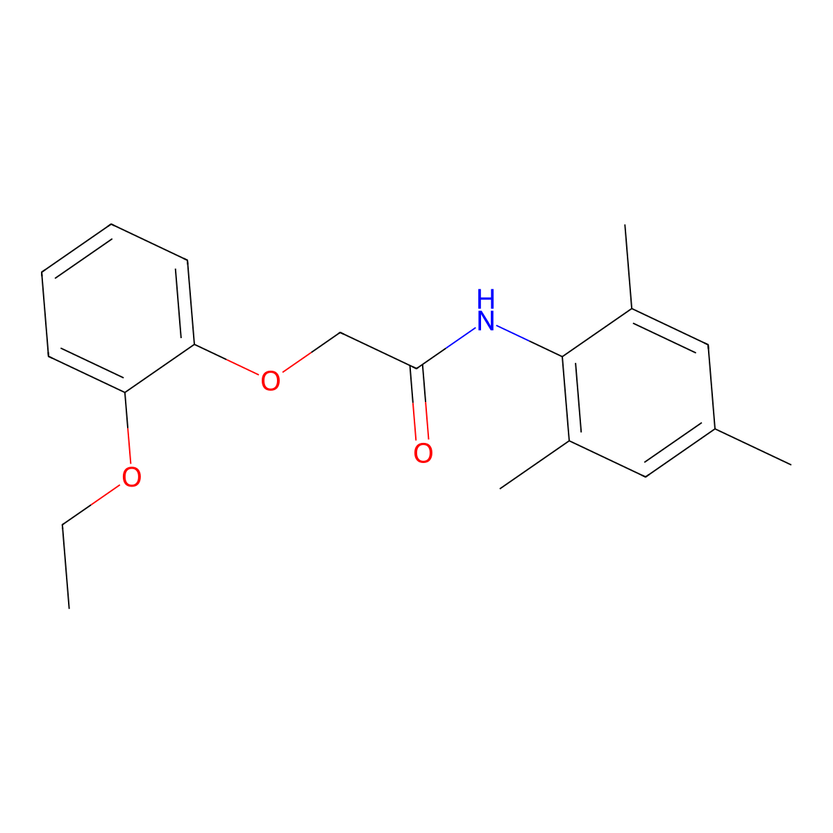 2-(2-ethoxyphenoxy)-N-(2,4,6-trimethylphenyl)acetamide molecular structure, CAS 634161-92-5