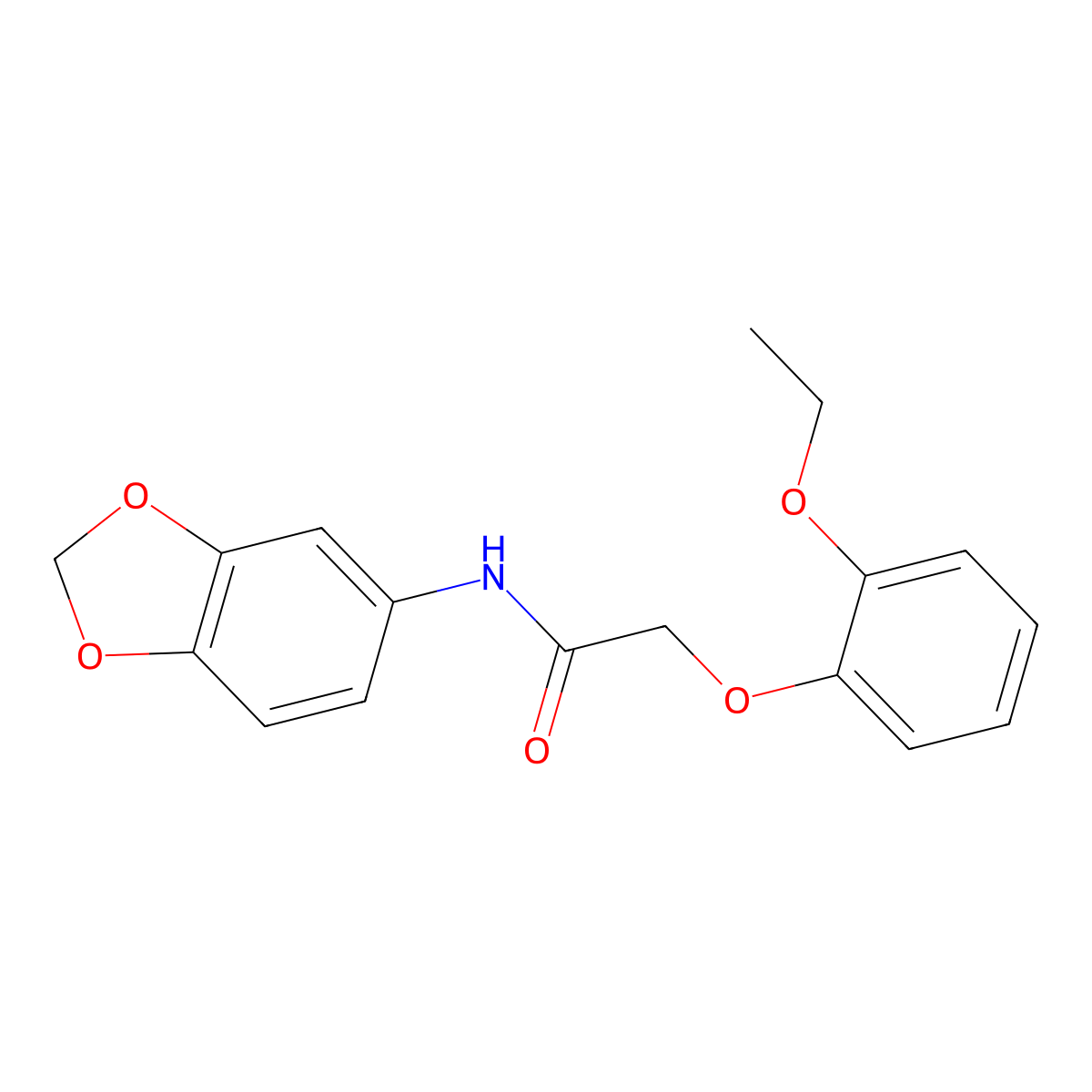 N-(2H-1,3-benzodioxol-5-yl)-2-(2-ethoxyphenoxy)acetamide molecular structure, CAS 634161-95-8