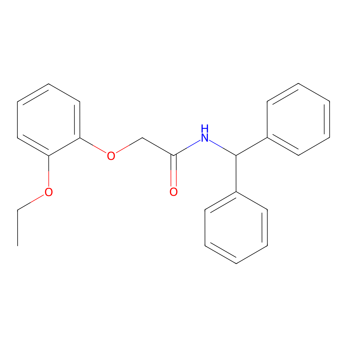 N-(diphenylmethyl)-2-(2-ethoxyphenoxy)acetamide molecular structure, CAS 634161-98-1