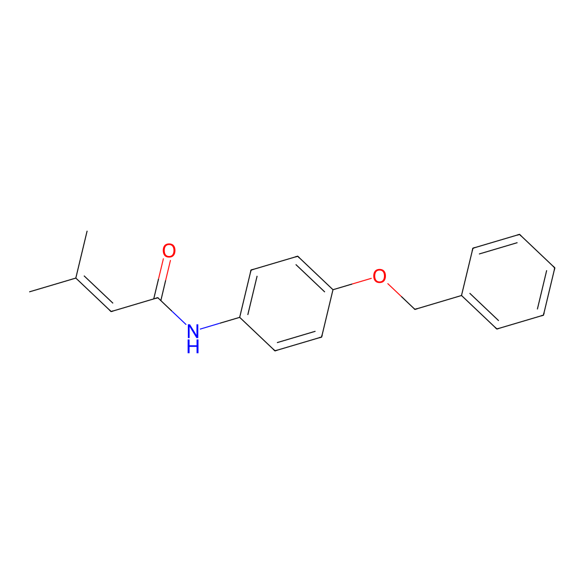 3-methyl-N-(4-phenylmethoxyphenyl)but-2-enamide molecular structure, CAS 634162-17-7