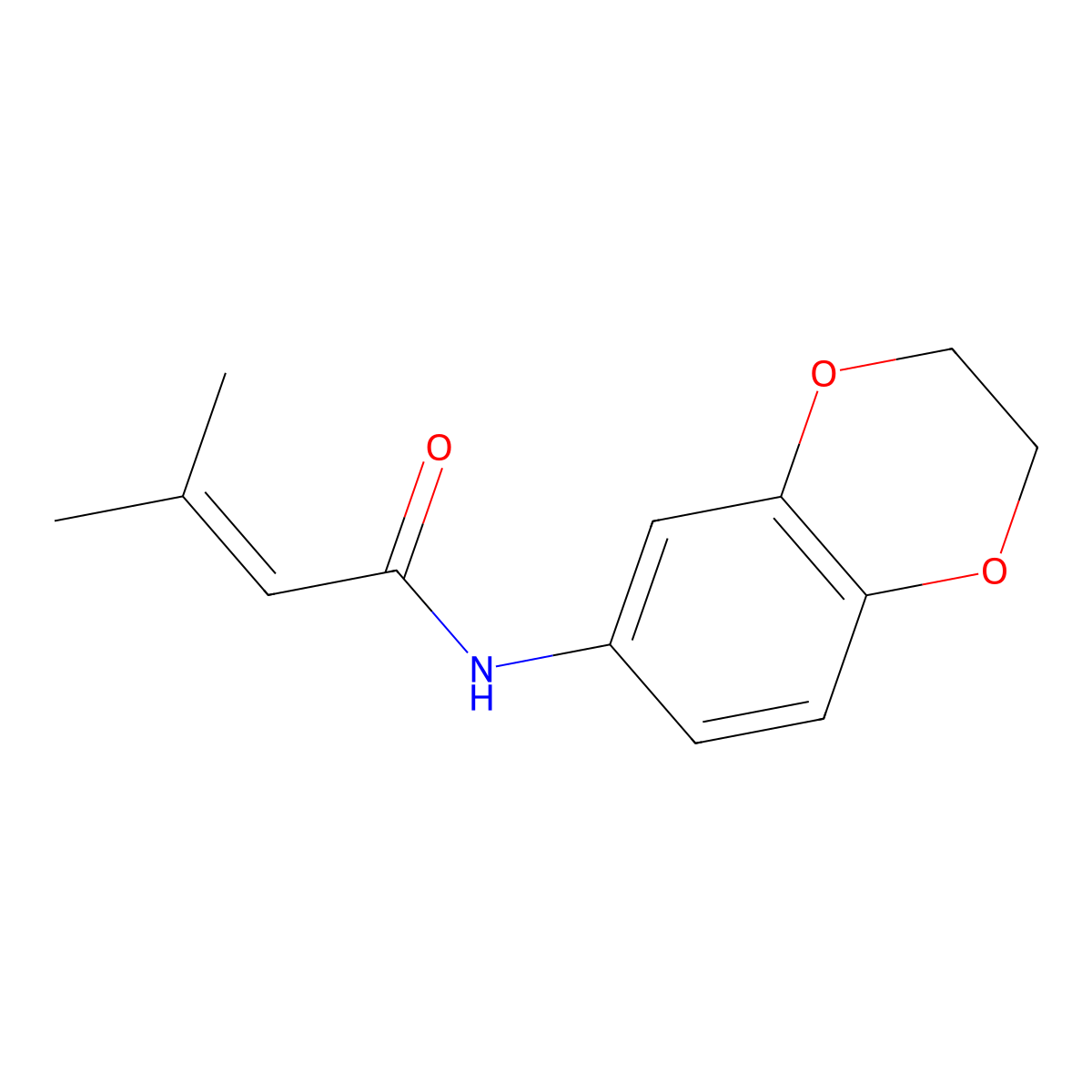 N-(2,3-dihydro-1,4-benzodioxin-6-yl)-3-methylbut-2-enamide molecular structure, CAS 634162-18-8