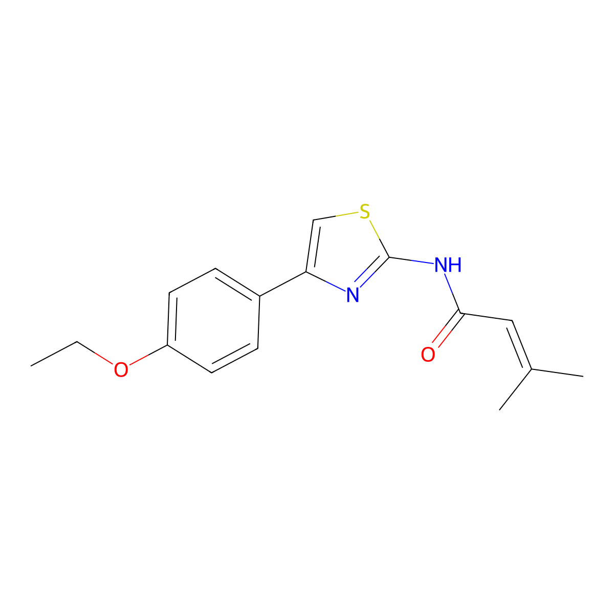 N-[4-(4-ethoxyphenyl)-1,3-thiazol-2-yl]-3-methylbut-2-enamide molecular structure, CAS 634162-32-6