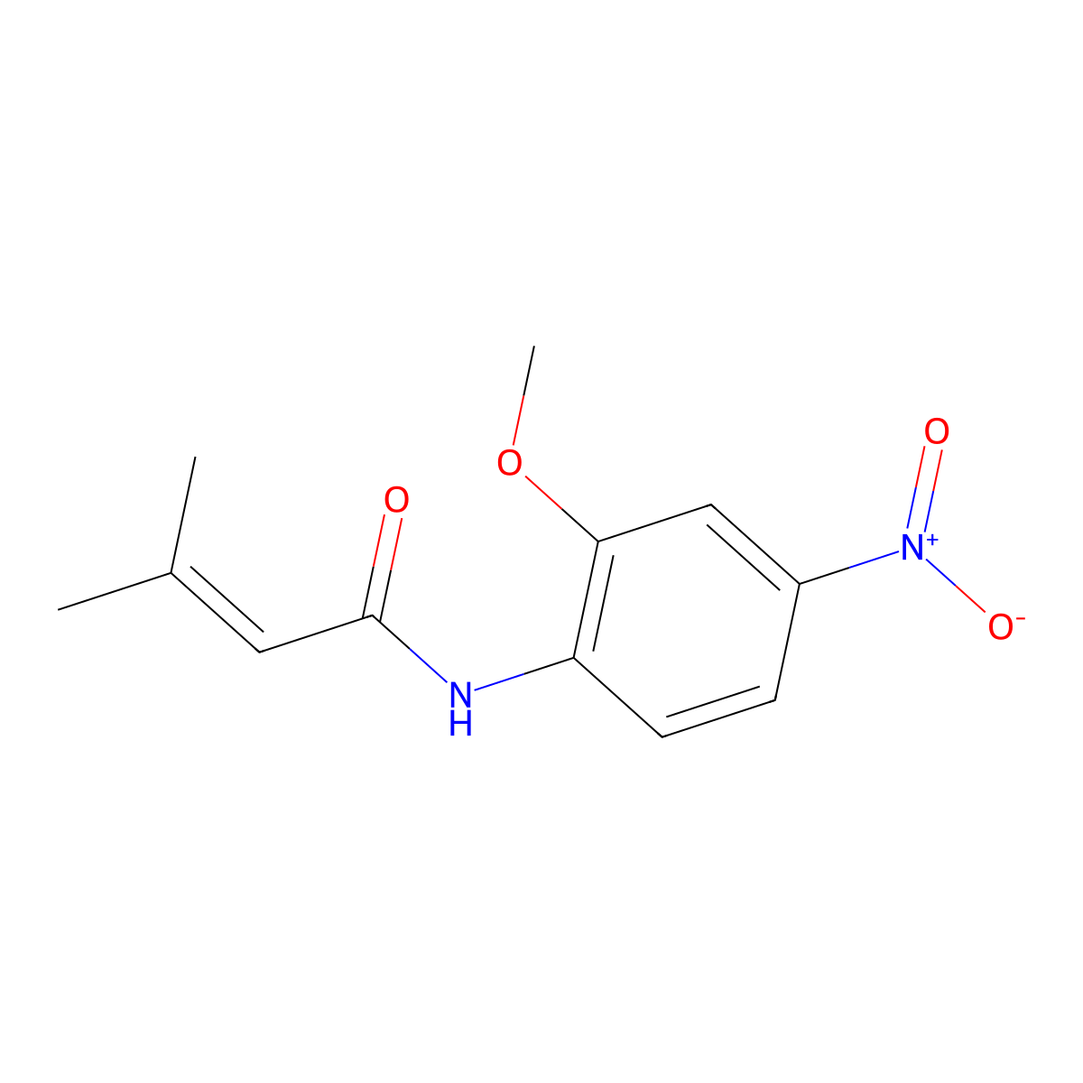 N-(2-methoxy-4-nitrophenyl)-3-methylbut-2-enamide molecular structure, CAS 634162-41-7