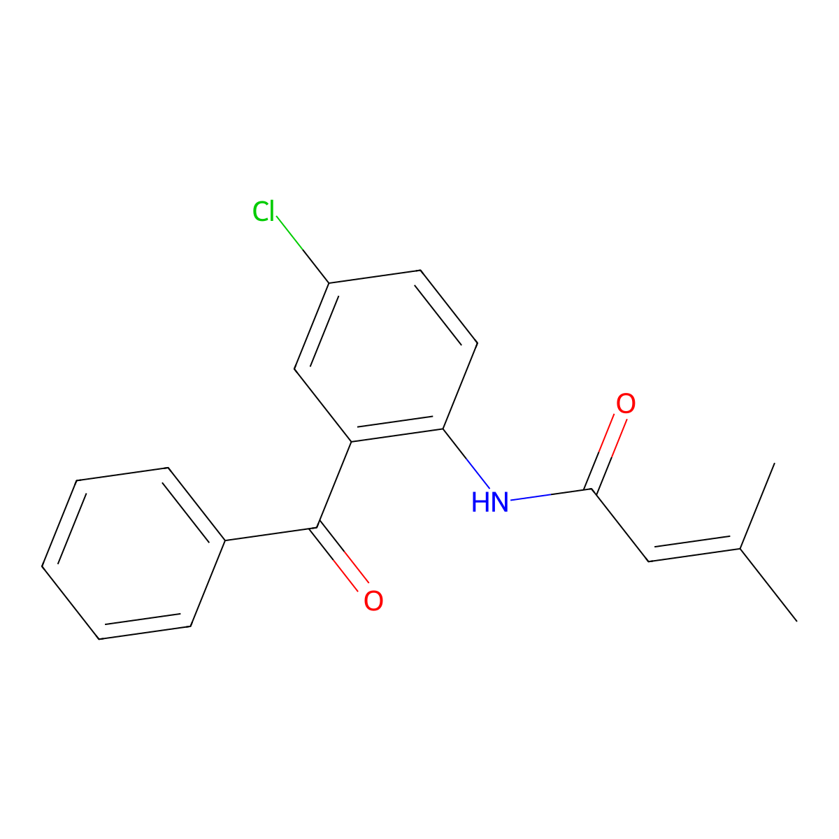 N-(2-benzoyl-4-chlorophenyl)-3-methylbut-2-enamide molecular structure, CAS 634162-51-9
