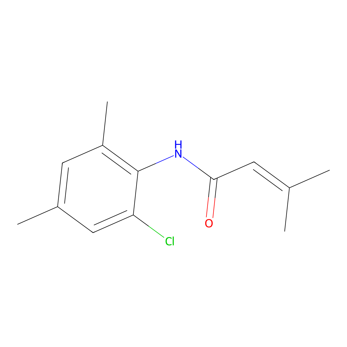 N-(2-chloro-4,6-dimethylphenyl)-3-methylbut-2-enamide molecular structure, CAS 634162-54-2
