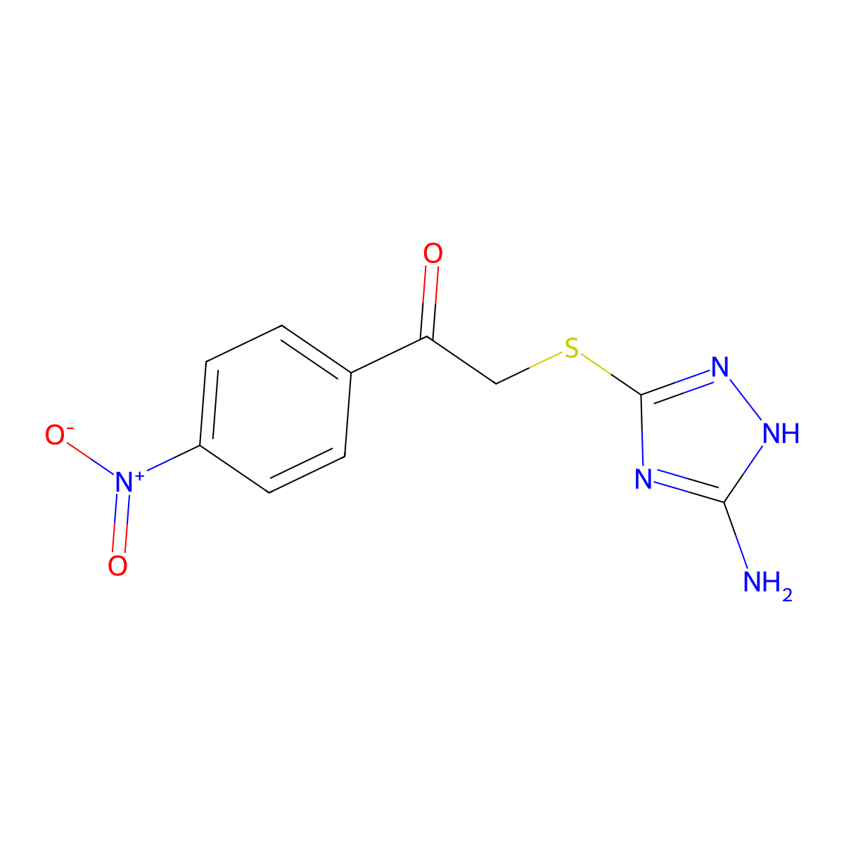 2-[(5-amino-1H-1,2,4-triazol-3-yl)sulfanyl]-1-(4-nitrophenyl)ethanone molecular structure, CAS 634162-95-1