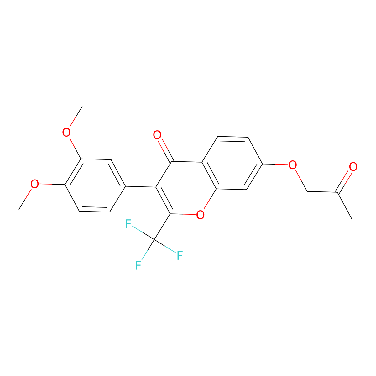 3-(3,4-Dimethoxyphenyl)-7-(2-oxopropoxy)-2-(trifluoromethyl)chromen-4-one molecular structure, CAS 634163-10-3