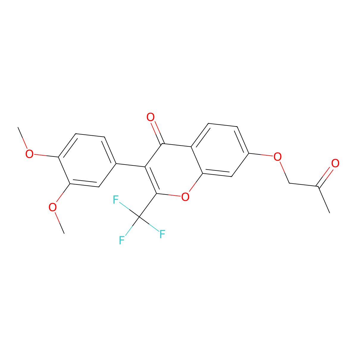 3-(3,4-Dimethoxyphenyl)-7-(2-oxopropoxy)-2-(trifluoromethyl)chromen-4-one molecular structure, CAS 634163-10-3