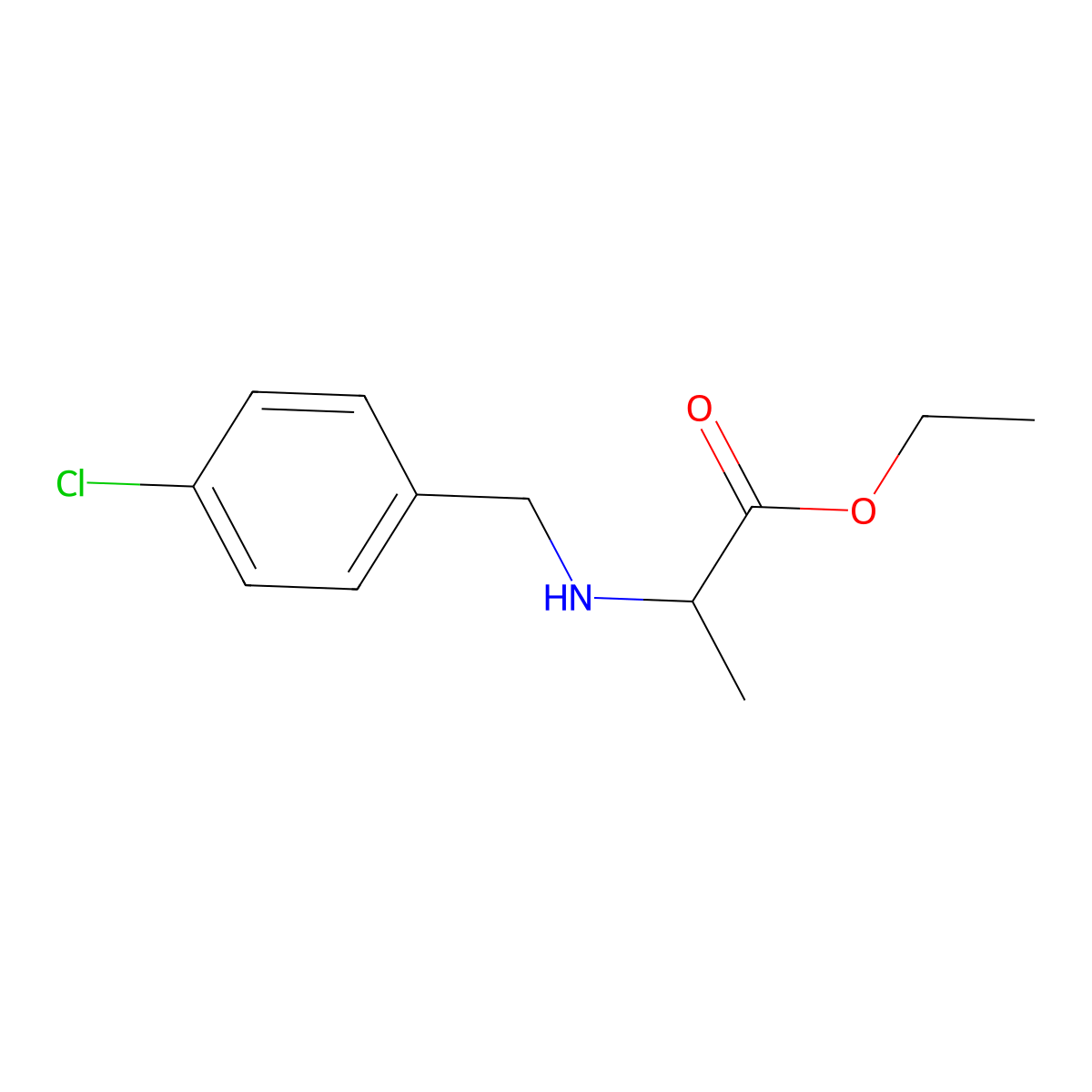 ethyl (2S)-2-{[(4-chlorophenyl)methyl]amino}propanoate molecular structure, CAS 634163-15-8