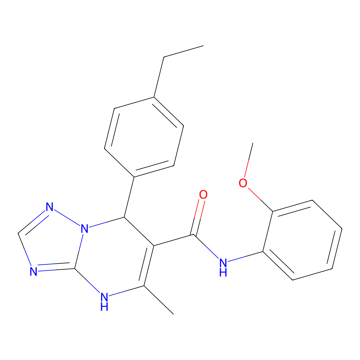 7-(4-ethylphenyl)-N-(2-methoxyphenyl)-5-methyl-4,7-dihydro[1,2,4]triazolo[1,5-a]pyrimidine-6-carboxamide molecular structure, CAS 634163-78-3